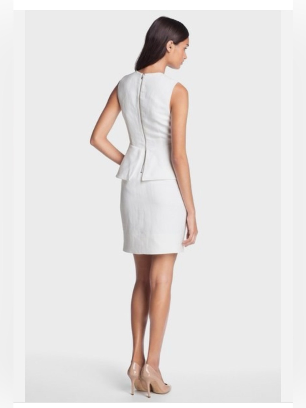 DVF Delian canvas linen peplum dress - Picture 2 of 11
